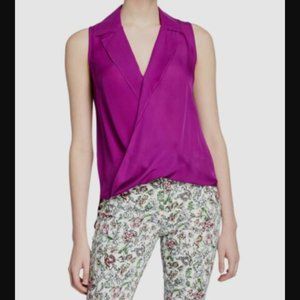 L'agence Freja Wrap-Front 100% Silk Sleeveless Top